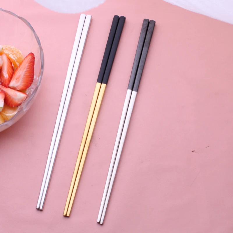 5 пар квадратных палочек для еды из нержавеющей стали лазерная гравировка узоры