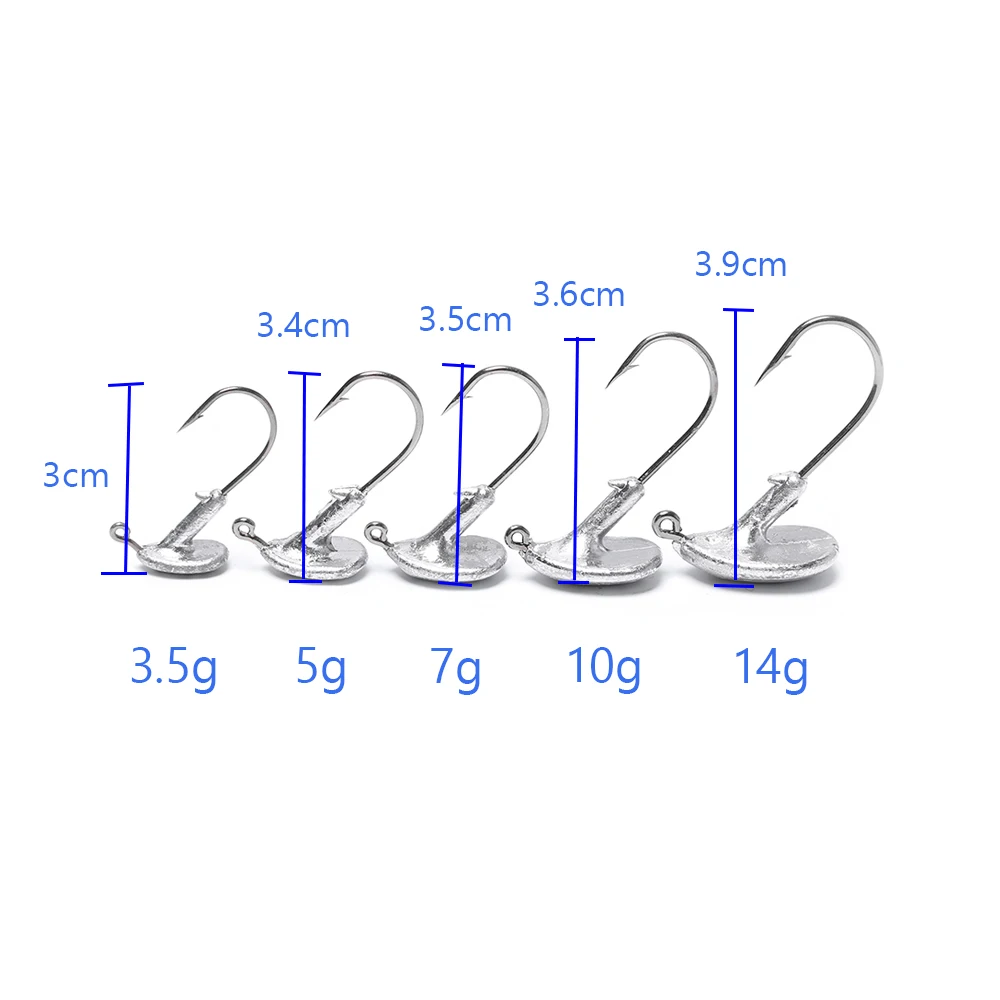 5 шт./лот, 3,5 г, 5 г, 7 г, 10 г, 14 г, свинцовые крючки, кровяной слот, свинцовая головка, крючок для рыбалки, Мягкая приманка, углеродистая сталь, Fishinghook