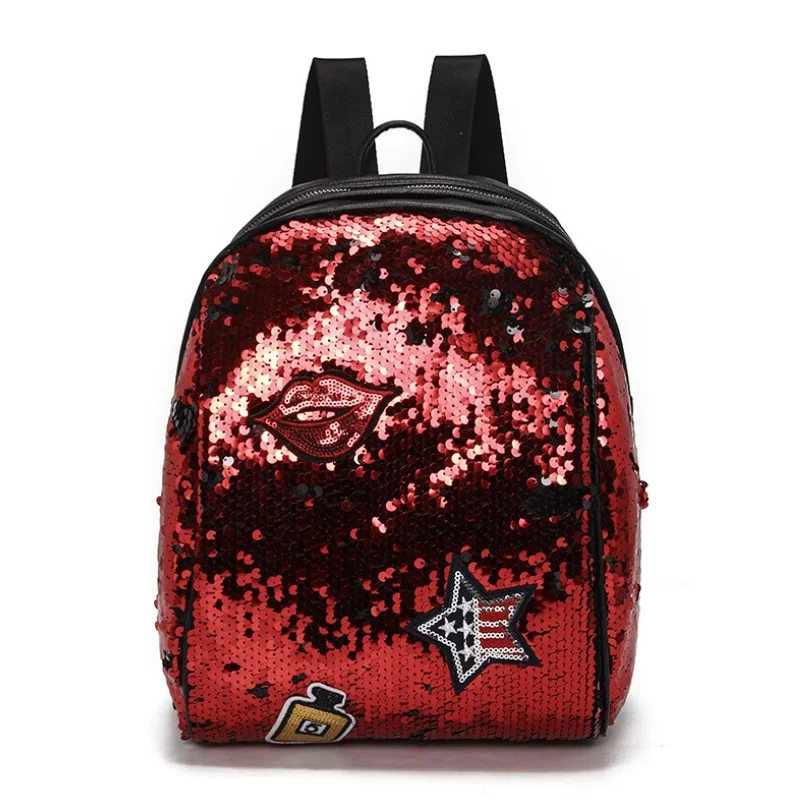 Женский мини рюкзак с блестками для девочек школьная сумка из искусственной кожи