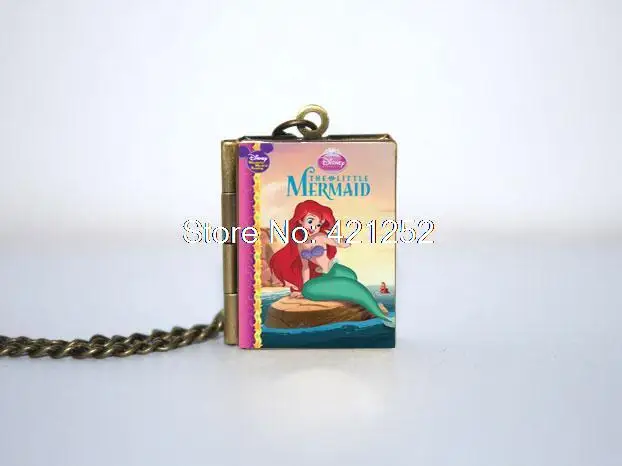 История ожерелье книга маленькая Русалочка Обложка медальон Брелок Серебряный и