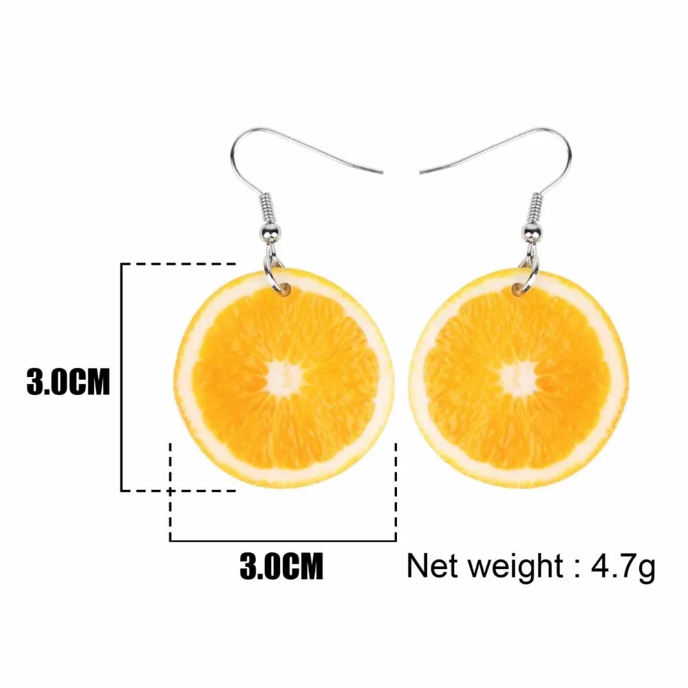 

WEVENI Acrylic Big Round Lemon Orange Earrings Long Dangle Drop Fashion Summer Fruit Jewelry For Women Girls Teen Gift Wholesale