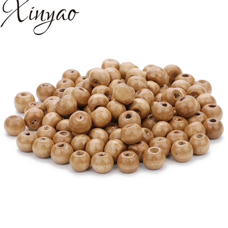 XINYAO 300pc 8.5X7mm Natural Wooden Beads Wood Color Loose Big Hole Spacer for DIY Bracelets Jewelrys Findings | Украшения и