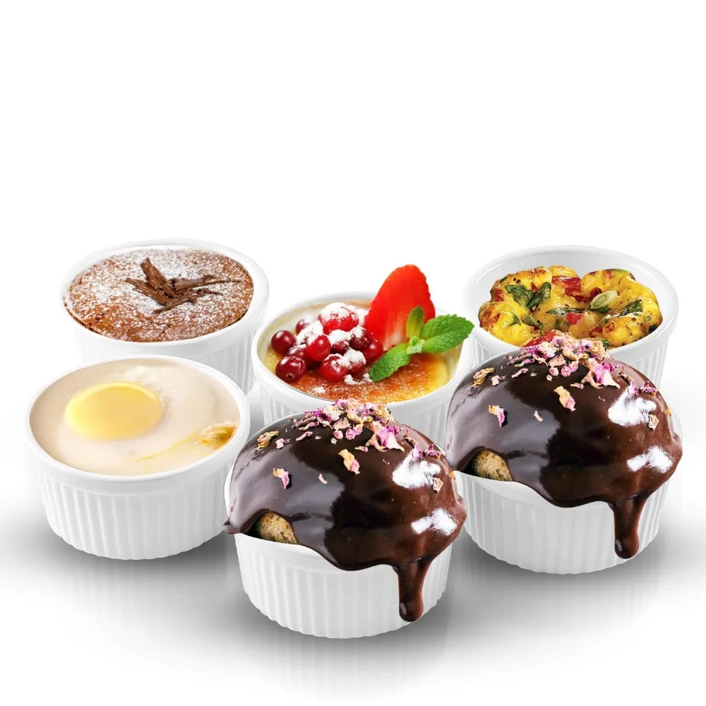 Набор из 8 круглых фарфоровых суфле для приготовления десертов Ramekin 3 5 дюйма 4