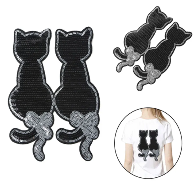 

5PCS Cute Cat Sequins Sew On Patch for Clothes DIY Patch Applique Bag Clothing Coat Sweater Crafts