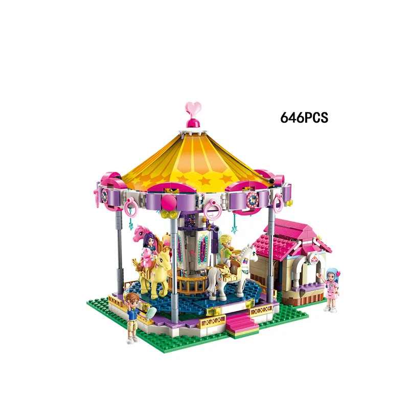 Красочный праздник парк развлечений блок ktv merry-go-круглый морской Рай вилла отель аквариум кирпич девушка друзья клуб Фигурки Игрушка