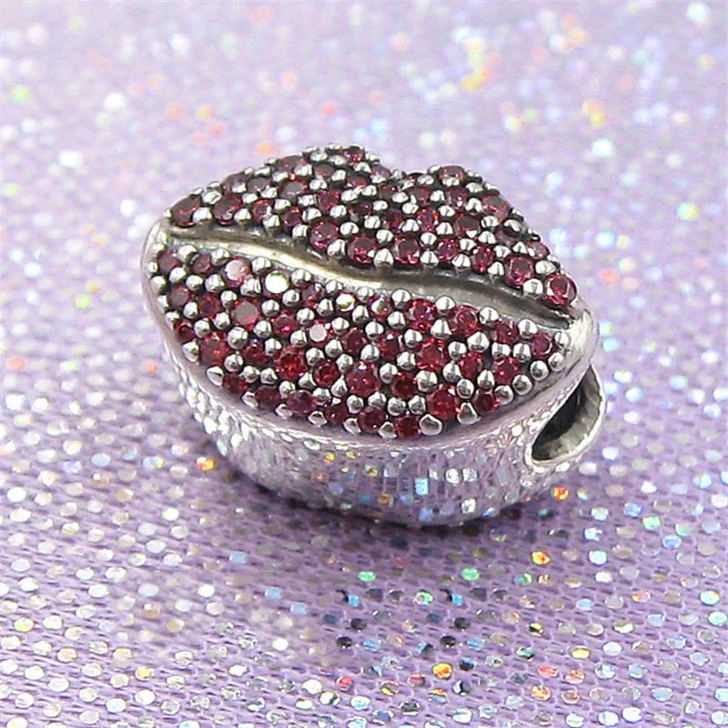 100% 925 пробы серебро 1:1 796562CZR Kiss More Charm Jewelry для женщин|Бусины| |