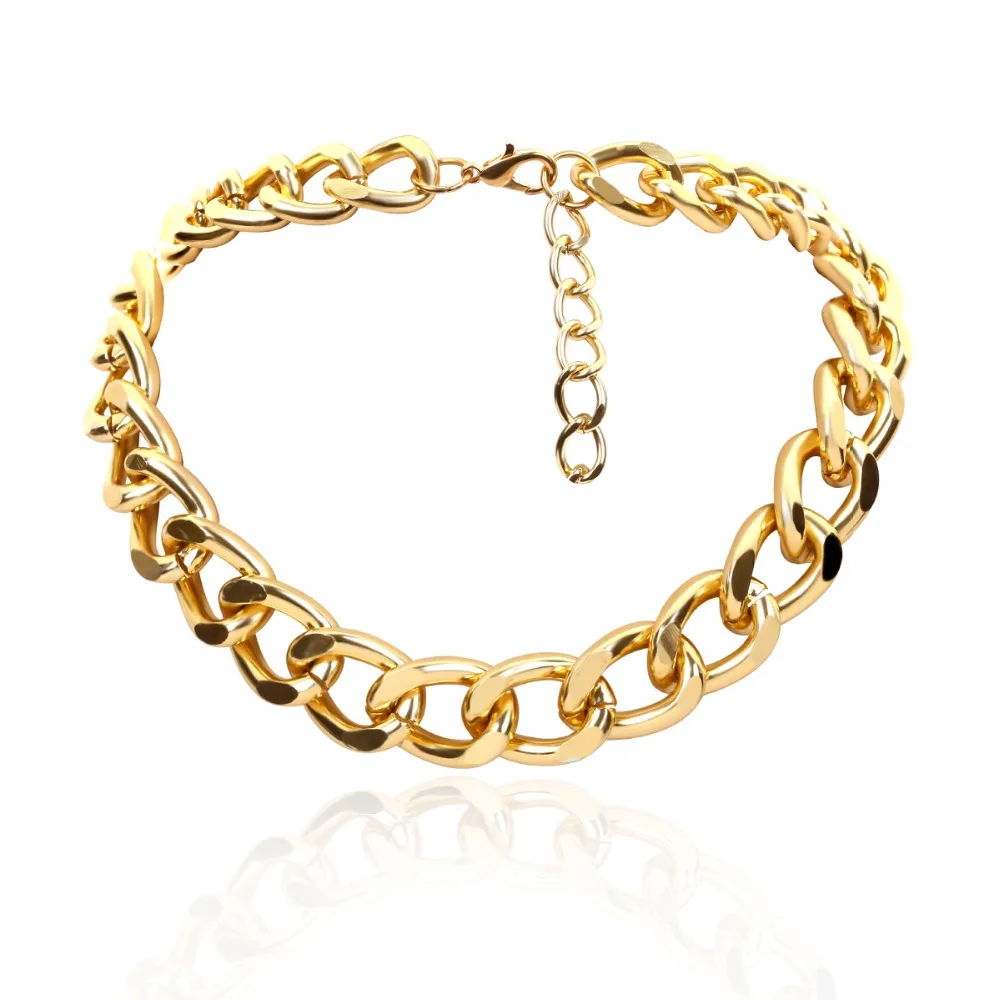 

Hip Hop Punk Miami Cuban Choker Necklace Collar Big Chunky Golden Thick Chain Necklace Statement Women Jewelry