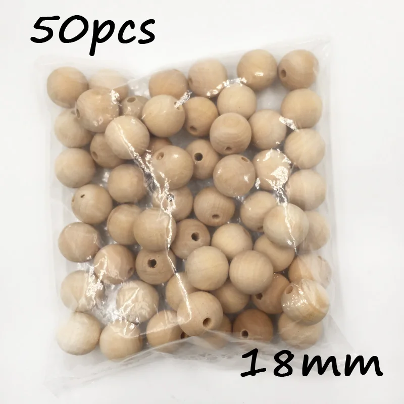 18mm 50pcs 50-100 шт натуральные деревянные бусины 6-20 мм для браслет с подвеской оптом детские деревянные круглые бусины - Цвет: 18mm 50pcs