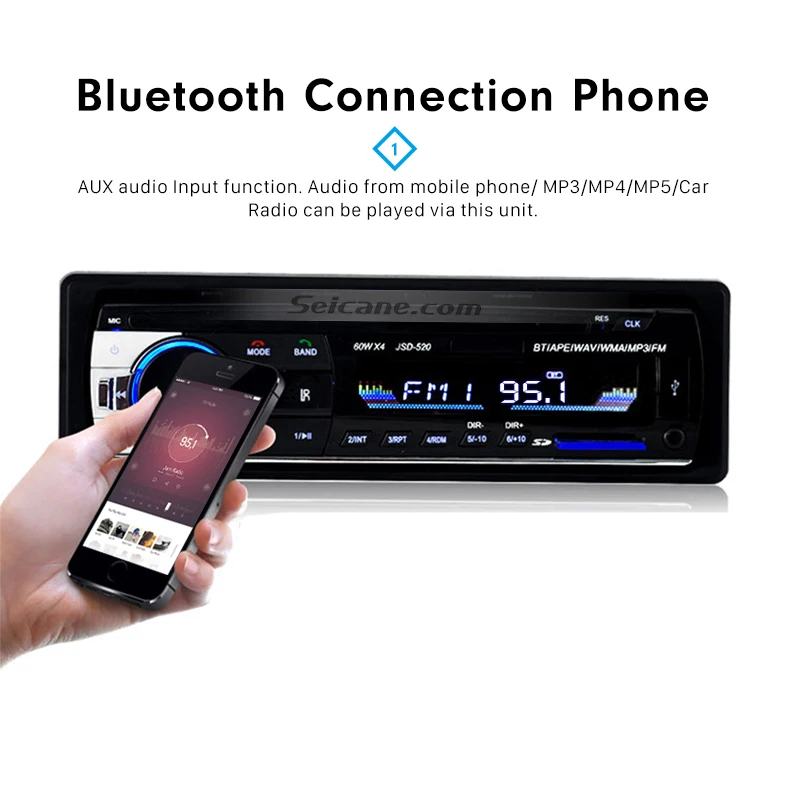 Seicane Универсальный 1 Din аудио стерео радио Bluetooth Handsfree звонки MP3 плеер