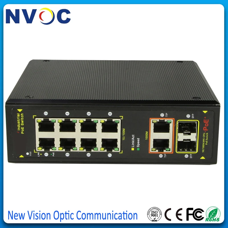 10-портовый 10/100 м управляемый промышленный коммутатор PoE с 8*10/100 RJ45 Ethernet портами 2 *