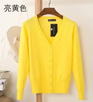 Baharcelin 3XL 4XL Большой размер женские осенние вязаные кардиганы с длинным рукавом вязаные свитера с круглым вырезом базовые вязаные топы - Цвет: yellow