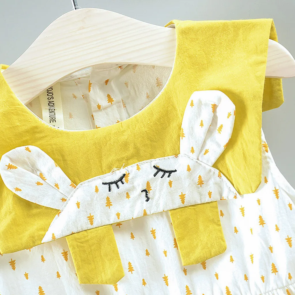 Lace-trimmed princess dress Toddler Kid Baby Girl Dot Printed Cartoon Bunny Party Princess Dress Clothing girl #06 | Детская одежда и