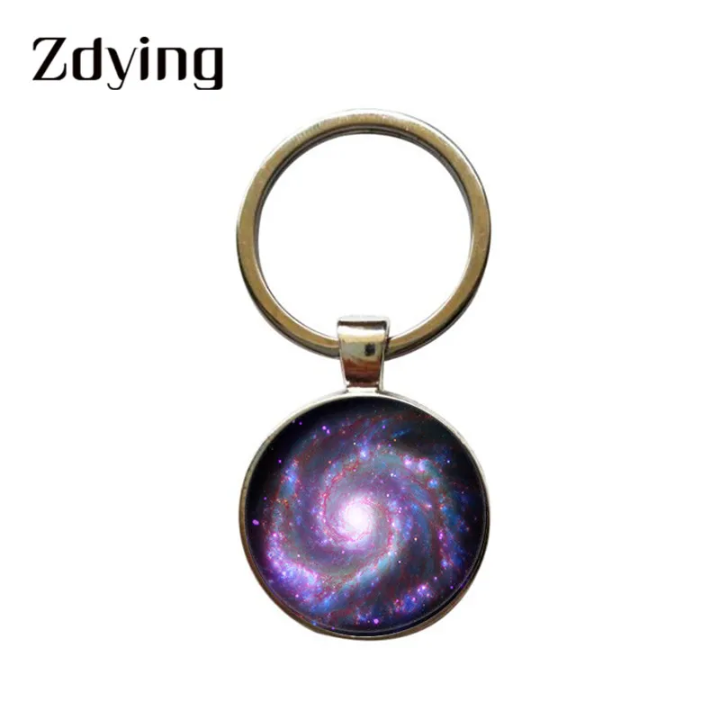 ZDYING Nebula брелок космические Звезды Луна шаблон стекло держатель цепочка
