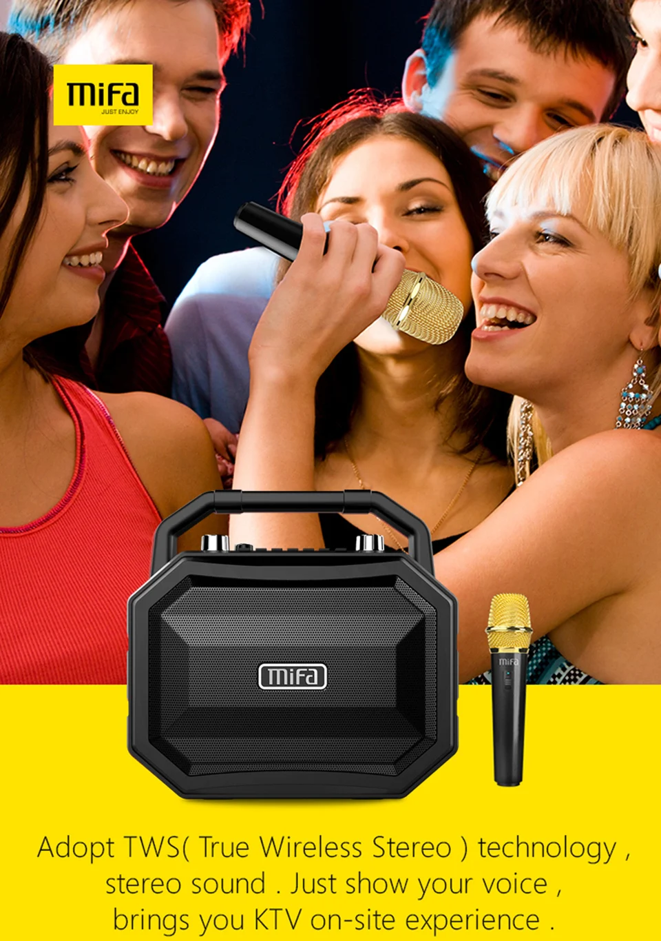 Mifa M520 Bluetooth Динамик с Беспроводной микрофон мобильный Беспроводной караоке Динамик наушники-вкладыши TWS с Беспроводной стерео вечерние супер Динамик коробка