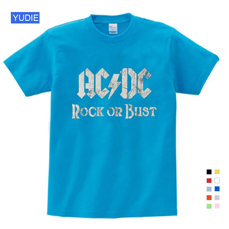 Футболка с принтом «Группа AC/DC Rock» для мальчиков и девочек, короткая футболка с круглым вырезом, топы с принтом «тяжелый металл», Детская футболка, модная новинка