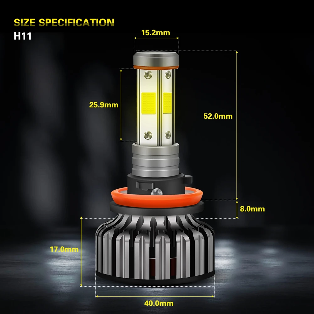 Автомобисветодиодный Светодиодная лампа с 4 боковыми головками COB H11