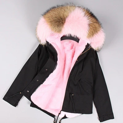 12 Зимняя куртка женская брендовая Настоящее меховое пальто; парка с воротником из искусственного меха енота свободное армейское зеленое пальто уличная мода - Цвет: 12