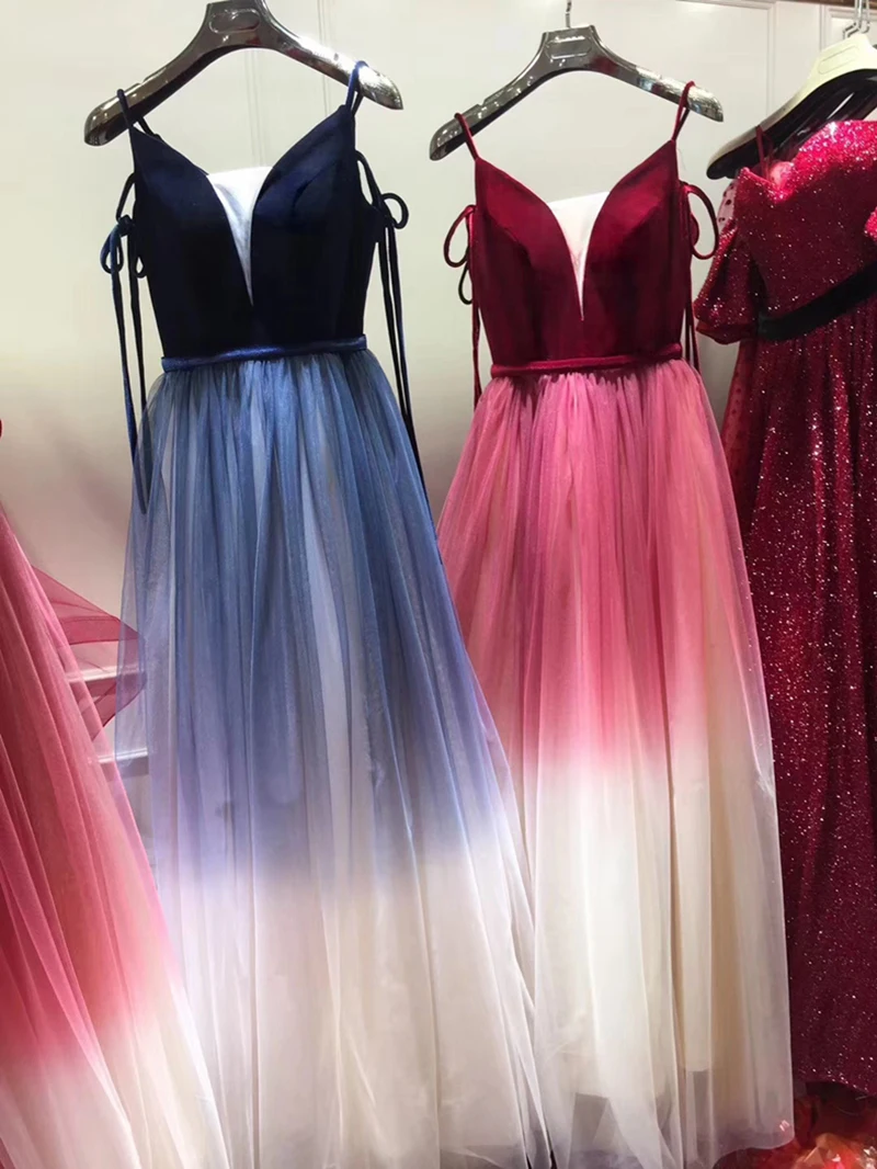 Платье vestido de festa тюлевые А-образные вечерние платья сексуальные длинные платья - Цвет: Синий