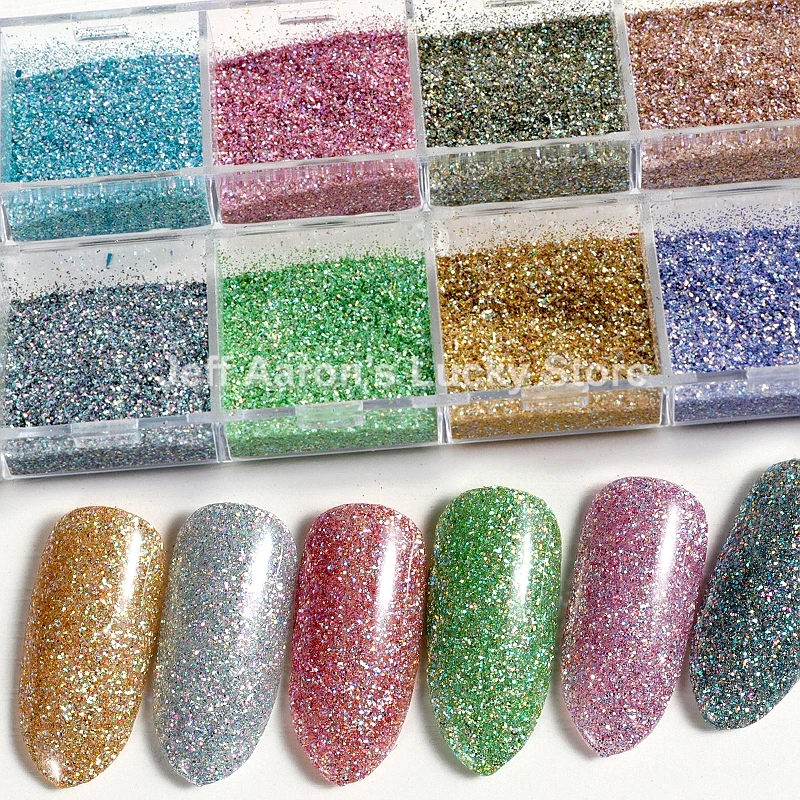 

12 Pearl Light Color Glitter Gel Nail Polish Powder Dust Chameleon For Nail Art Decorations manicure supplies tool