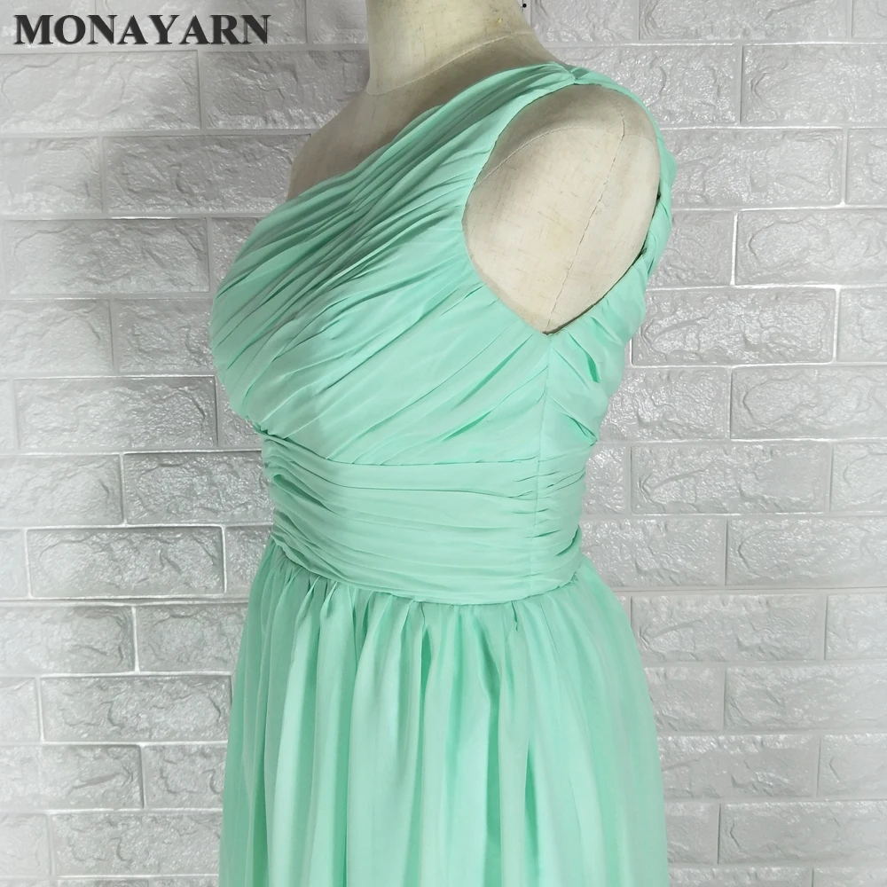 Женское шифоновое платье подружки невесты мятно-Зеленое Длинное плиссированное