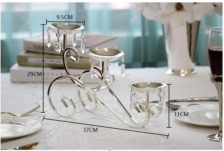 3 arm Europe crystal candelabra centerpieces lanterns wedding candlestick decoration metal candle holders for home table decora ZT145B - Цвет: 3 arm