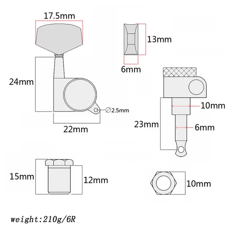 1 комплект тюнинга Peg GC401G 6R металлический тюнинговый колышек Колок машина головка