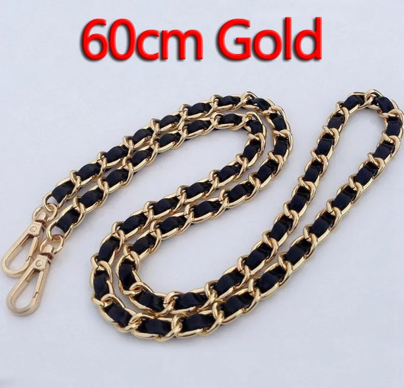 60cm Gold DIY 40 см-140 см черный кожаный кошелек ручки 11 мм Замена Металл золото, серебро, бронза, пистолет черный цепи сумка ремни - Цвет: 60cm Gold