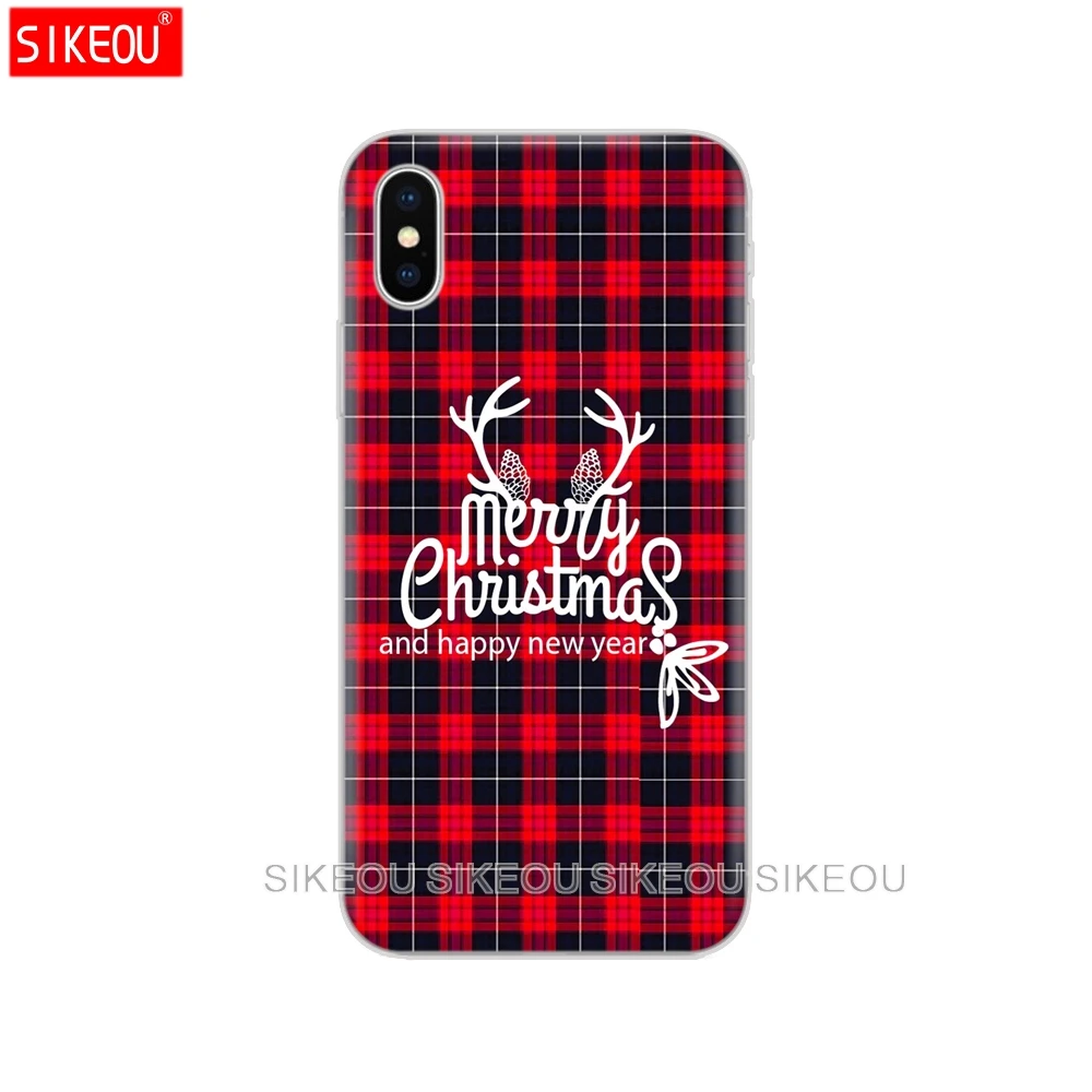 Силиконовый чехол для iphone X 11 pro MAX xs max задняя крышка SE 2020 подарок с рождественским