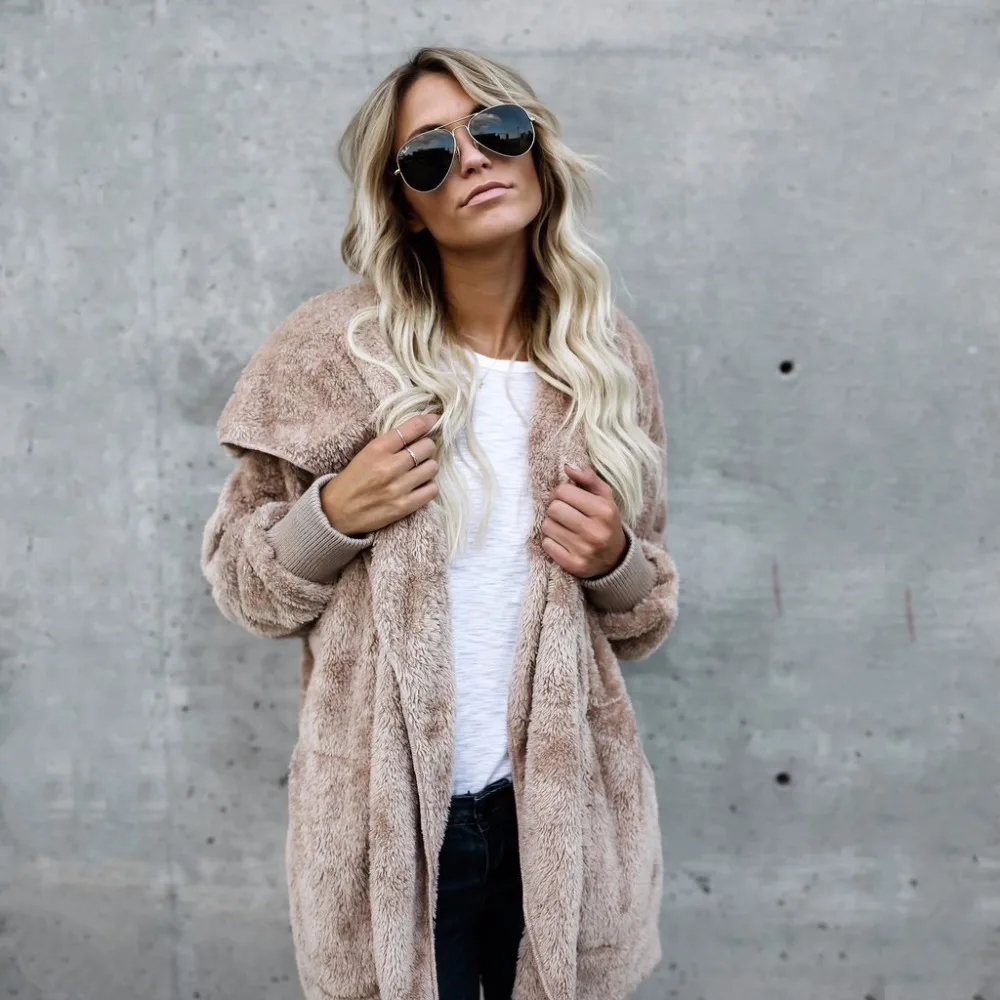 FJUN Fur Cardigans Women Long Sleeve Oversize Autumn Wool Casual Loose Coverup Tops Winter Coat Female Sweaters Plus Size S-3XL |