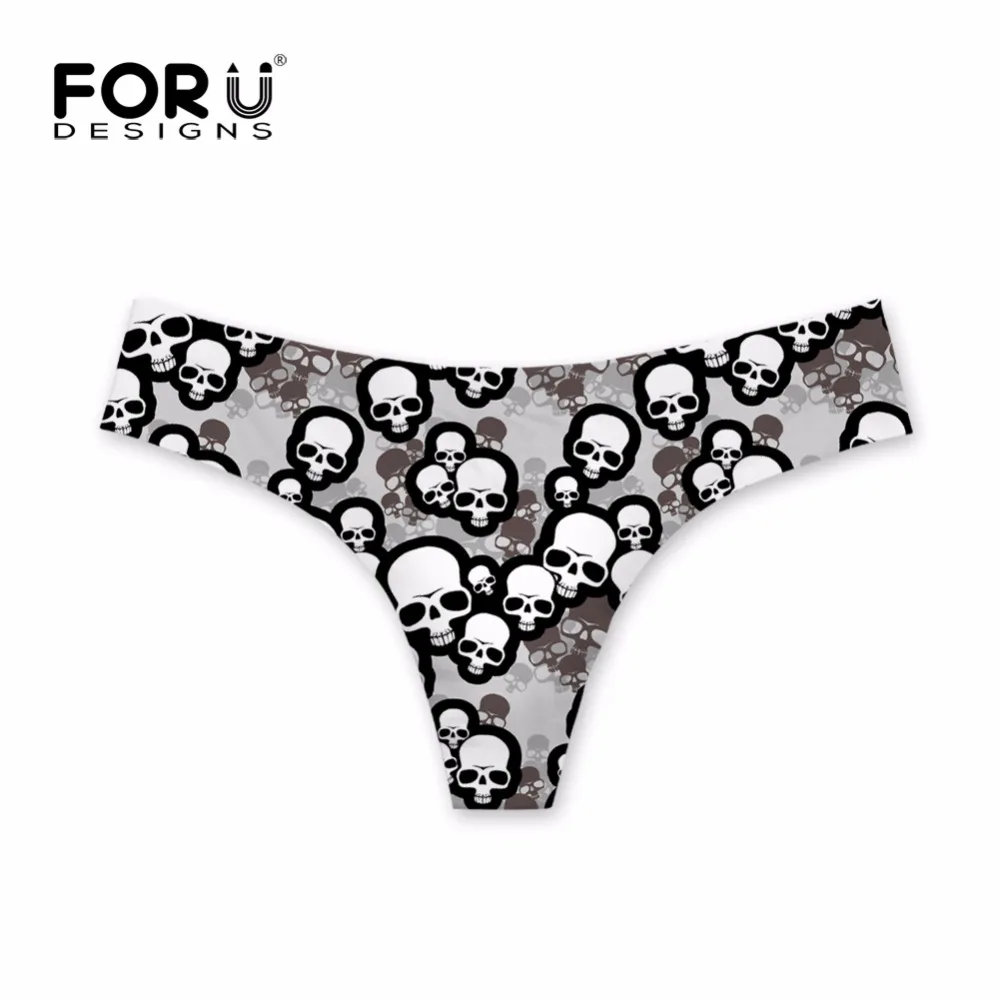 FORUDESIGNS Sexy Lingerie Women G strings Seamless Panties Female Underwear 3D Skull Heads Printed g Strings Bragas Mujer Briefs|seamless