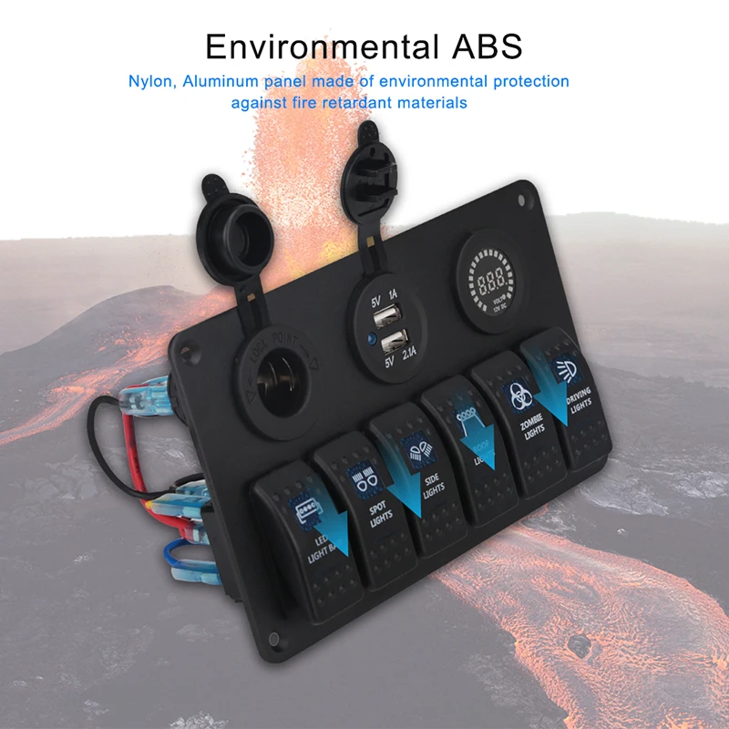 Herorider 6 Gang Waterproof 12v Rocker Boat Switch Panel автоматические выключатели для транспортных