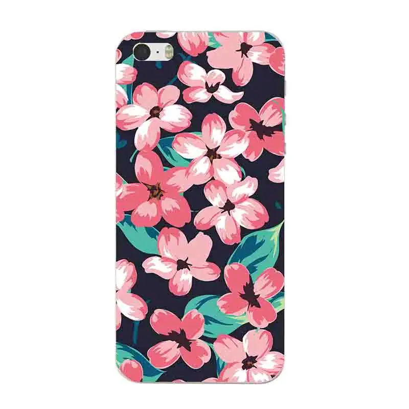 For iPhone SE Phone Case 5G 5S Cover 4.0 Inch 5C Shell Soft TPU Flowering Design Painted Coque | Мобильные телефоны и