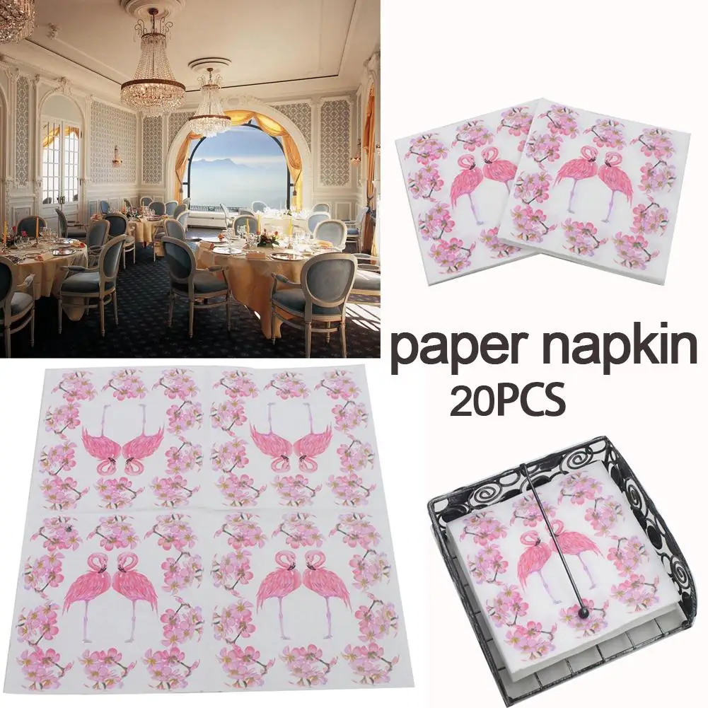 20 шт./компл. яркого Фламинго бумажные салфетки с рисунком Ресторан отеля праздник