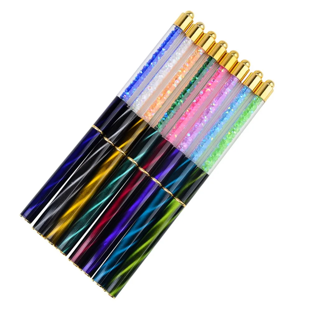 1 шт. Стразы кошачий глаз акриловая ручка дизайн ногтей с кисточкой Рисование