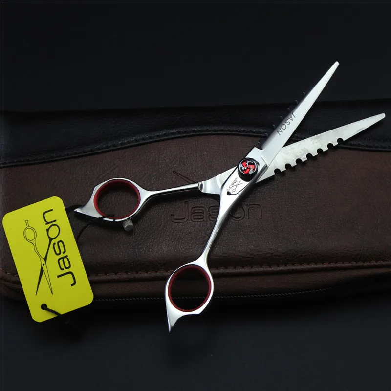 6 дюймовые ножницы для стрижки волос серебристые двухсторонние с зубьями головы