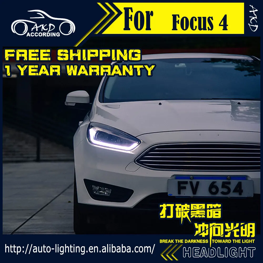 АКД стайлинга автомобилей фара для Ford светодиодная фара для Focus- фокус 4 светодиодный DRL D2H Hid динамический сигнал поворота Bi Xenon луч
