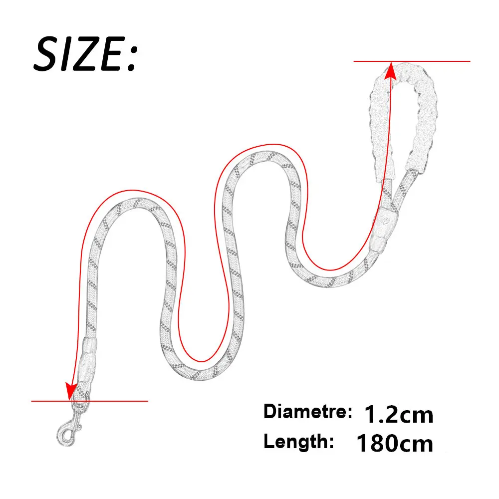 

1pc Reflective Large Dog Leash Nylon Rope Pet Running Tracking Leashes Long Lead Dog Mountain Climbing Rope for Medium Large Dog