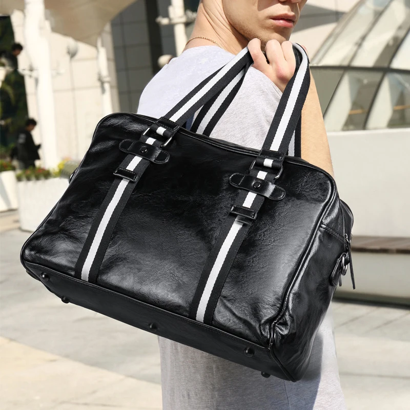 Men's PU Business Travel Soft Material Solid Color Long Zipper Handbag Handsome High Quality Multi-Function Handbag
