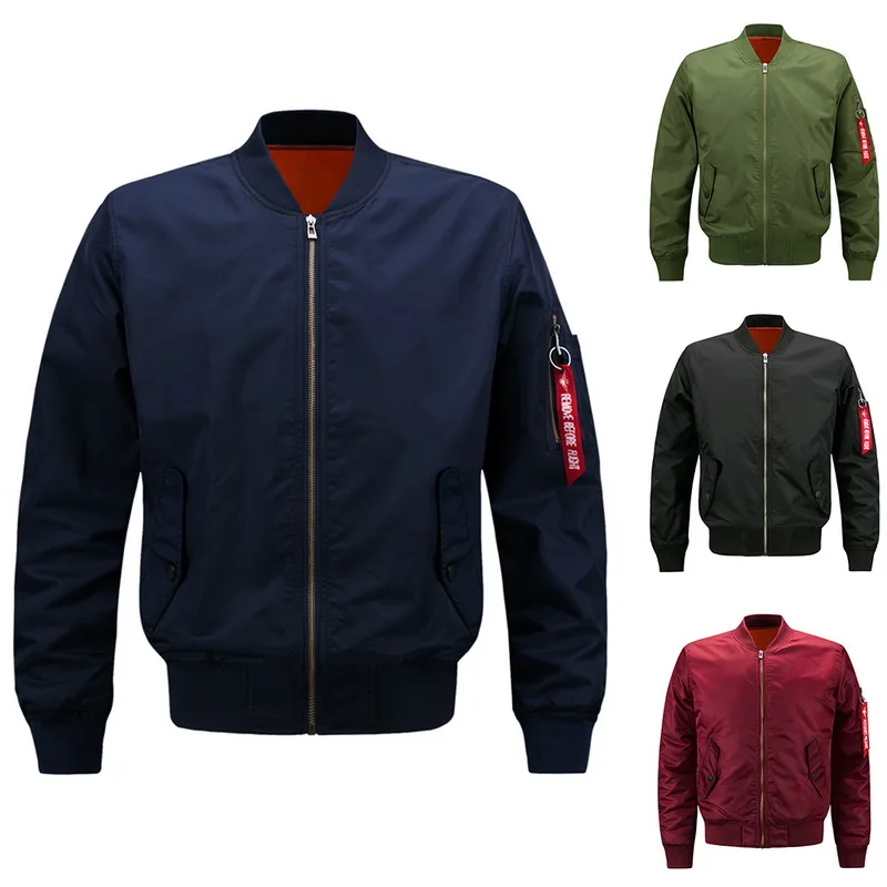 HEFLASHOR Autumn Sports Jackets Large Size Men Pilot Bomber Jacket Male Stand Collar Baseball Arm Zipper Decoration Coat Outwear | Мужская