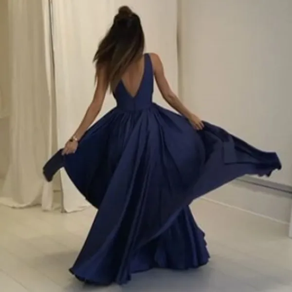 Глубокий v-образный вырез ярко-синий сексуальный комбинезон платье для