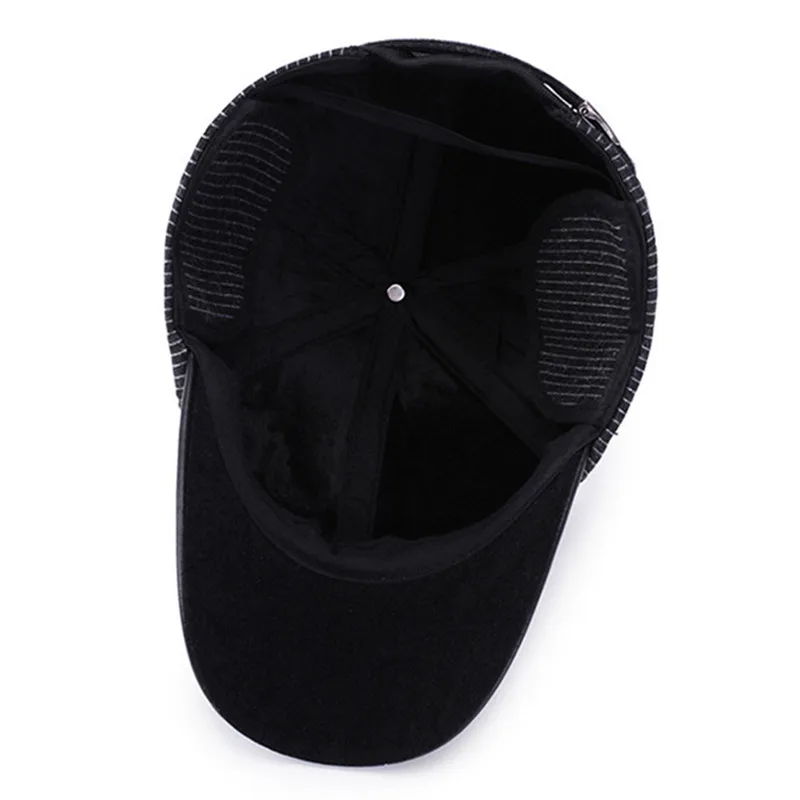 

XdanqinX Winter Men's Hat Woolen Warm Baseball Caps With Ears Adjustable Head Size Earmuffs Hats Snapback Male Bone Brands Cap