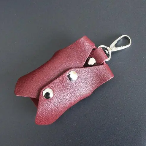winered Мужской брелок из натуральной воловьей кожи в стиле ретро, чехол-кошелек на застежке для ключей, чехол для ключей для автомобиля, держатель для ключей, ключница - Цвет: winered