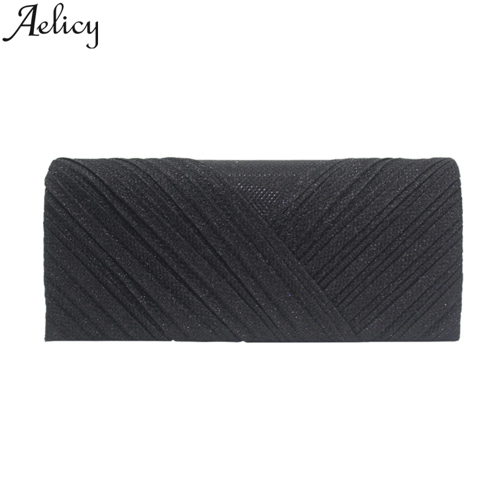 BK Aelicy Модные Женские однотонные Коктейльные Вечерние Сумочки с вышивкой и рюшами, женская сумка для телефона, вечерние клатчи, роскошные сумочки - Цвет: BK