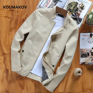 Мужская однотонная куртка, Повседневная приталенная куртка из 100% хлопка, размеры до 5XL, весна 2022