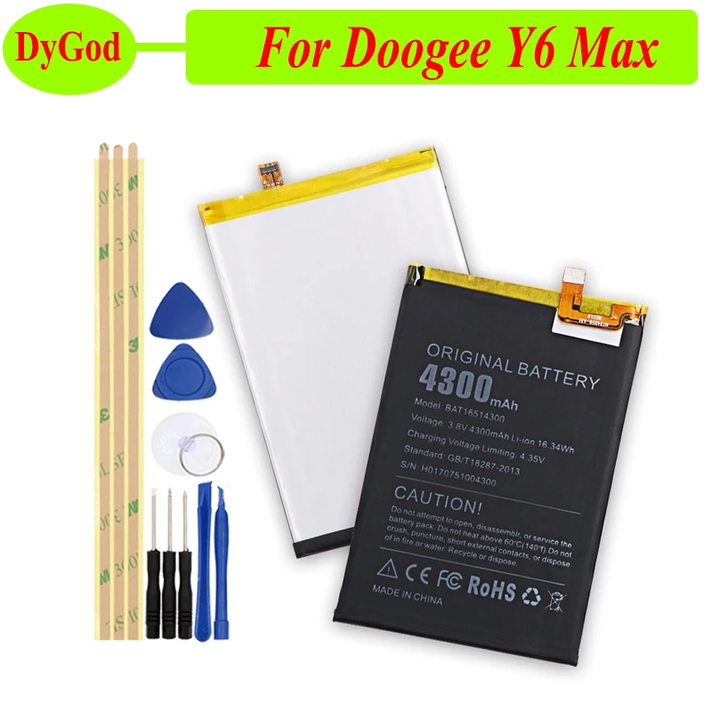 4300 мАч Для Doogee Y6 Max Замена батареи для смартфона с инструментами|Аккумуляторы