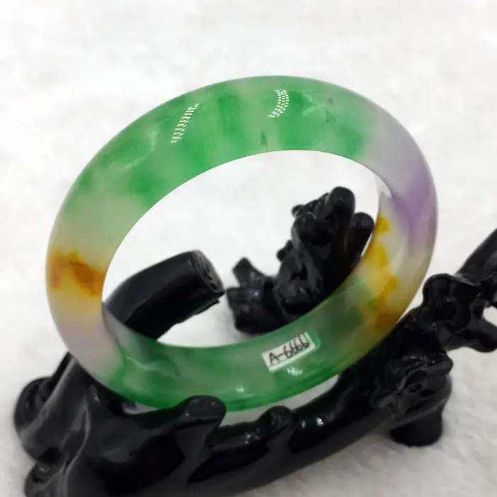 wyan A-6666 Vintage China Beautiful Lavender Green Jade Gems Bangle Bracelet 57mm | Украшения и аксессуары