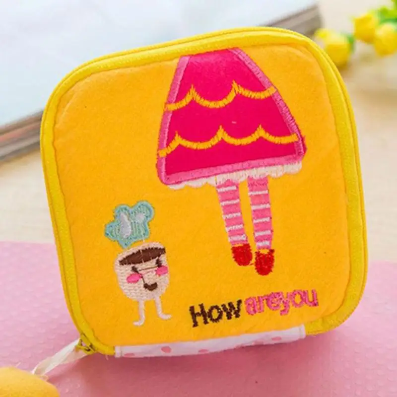 Cute Cartoon Girl's Sanitary Napkin Storage Bag Small Coin Purse Card Cable Organizer 20 | Дом и сад