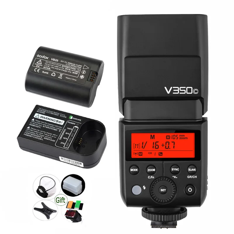 Вспышка Godox V350C Li-Ion Speedlite + 2000 мАч аккумуляторная батарея TTL 2 4G HSS 1/8000s светильник