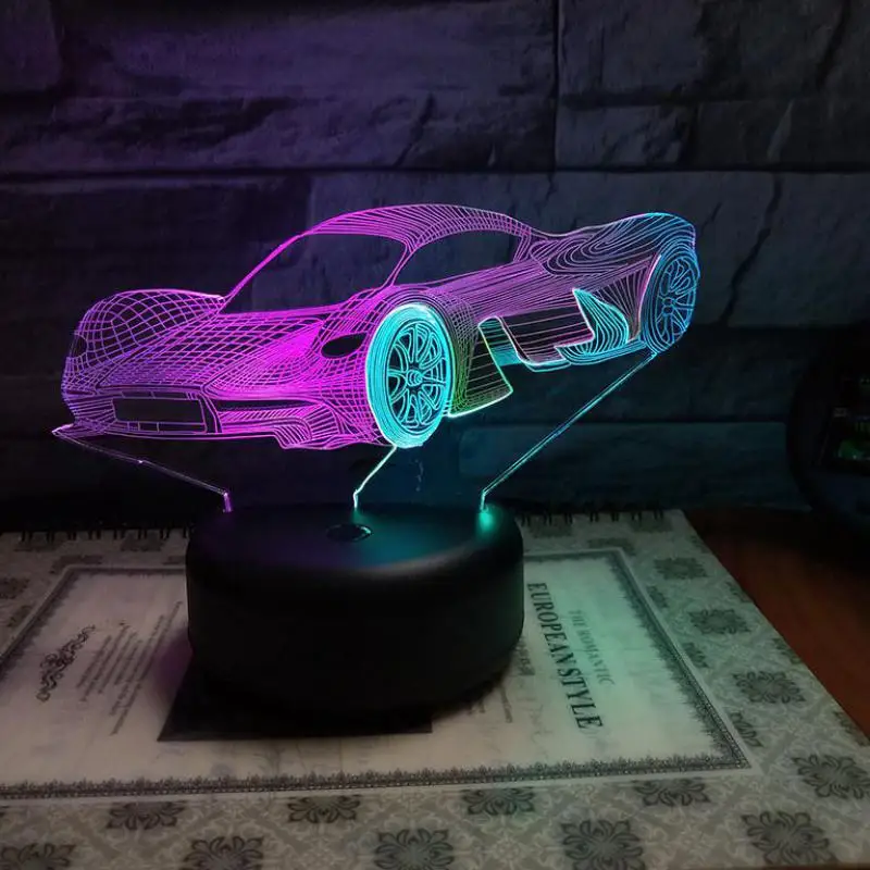 Креативный цветной светодиодный ночник с сенсорной зарядкой стерео видение 3d