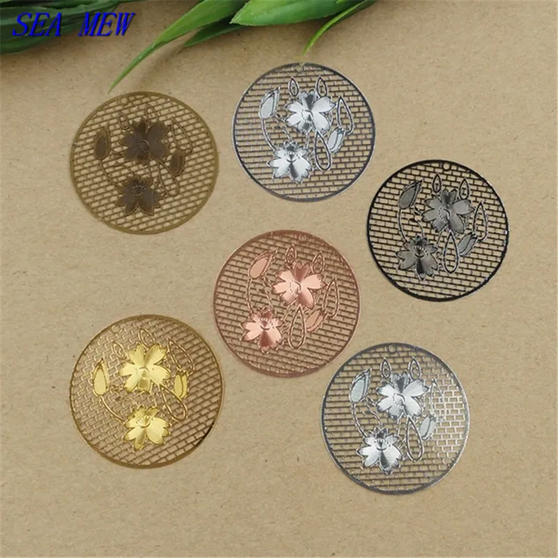 SEA MEW 20 шт. 36 мм круглые полые филигранные разъемы металлические медные